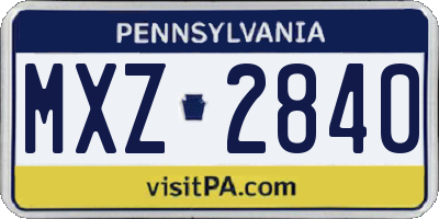 PA license plate MXZ2840