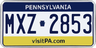 PA license plate MXZ2853
