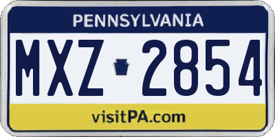 PA license plate MXZ2854