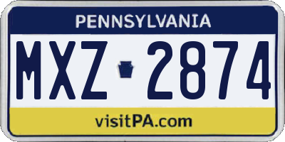 PA license plate MXZ2874
