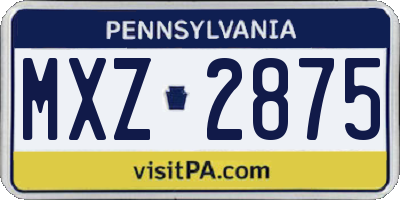 PA license plate MXZ2875