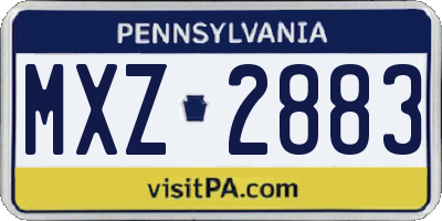 PA license plate MXZ2883