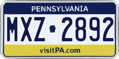 PA license plate MXZ2892