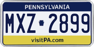 PA license plate MXZ2899