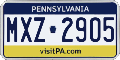 PA license plate MXZ2905
