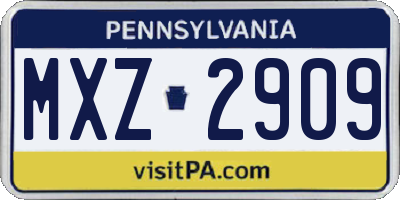 PA license plate MXZ2909