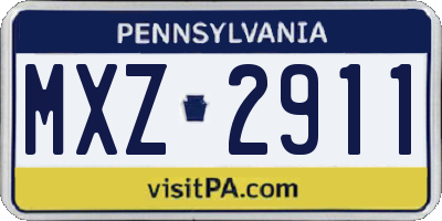 PA license plate MXZ2911