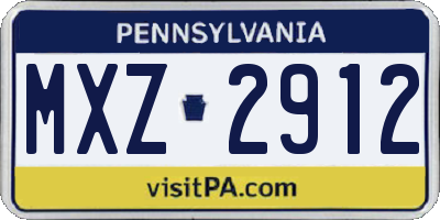 PA license plate MXZ2912