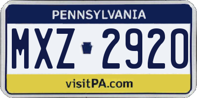 PA license plate MXZ2920