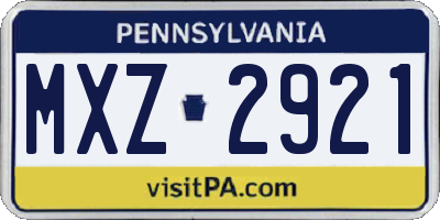 PA license plate MXZ2921