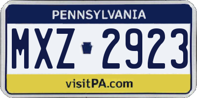PA license plate MXZ2923