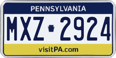PA license plate MXZ2924