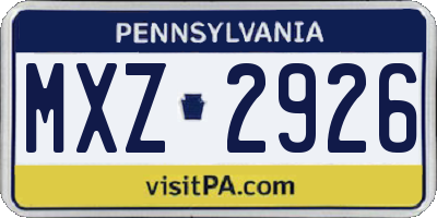 PA license plate MXZ2926