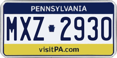 PA license plate MXZ2930
