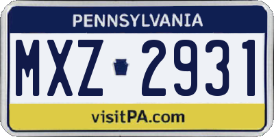 PA license plate MXZ2931