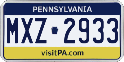 PA license plate MXZ2933