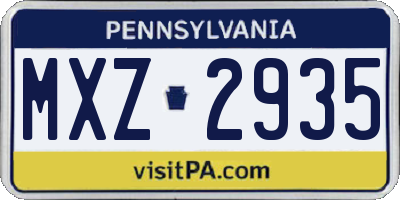 PA license plate MXZ2935