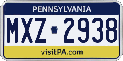 PA license plate MXZ2938