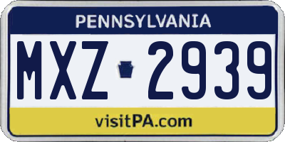 PA license plate MXZ2939
