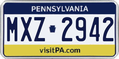 PA license plate MXZ2942