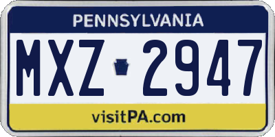PA license plate MXZ2947