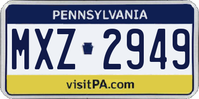 PA license plate MXZ2949