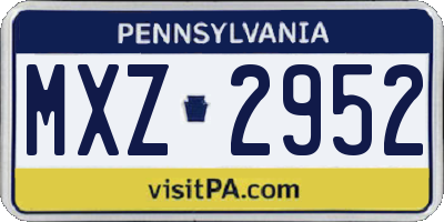 PA license plate MXZ2952