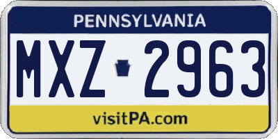 PA license plate MXZ2963