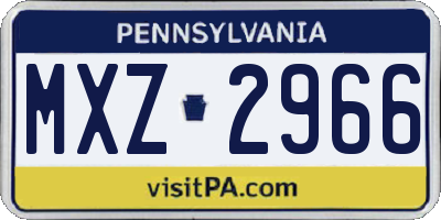 PA license plate MXZ2966