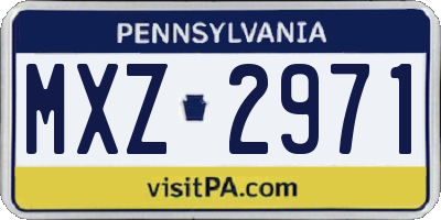 PA license plate MXZ2971