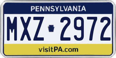 PA license plate MXZ2972