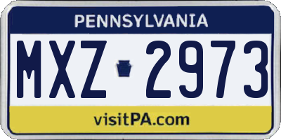 PA license plate MXZ2973