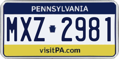 PA license plate MXZ2981