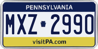 PA license plate MXZ2990
