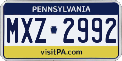 PA license plate MXZ2992