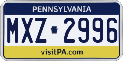 PA license plate MXZ2996