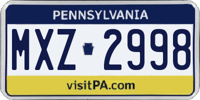 PA license plate MXZ2998