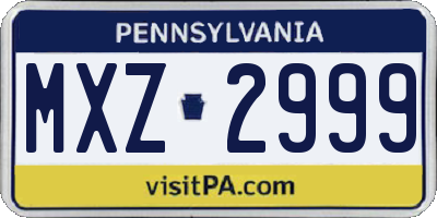 PA license plate MXZ2999