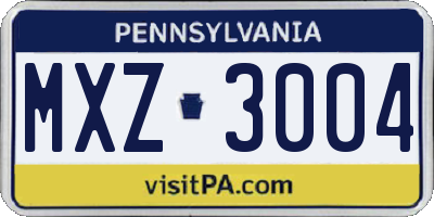 PA license plate MXZ3004