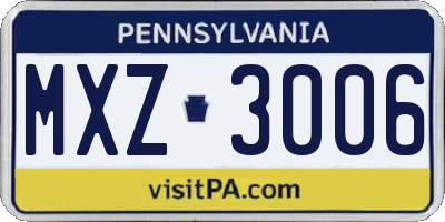PA license plate MXZ3006