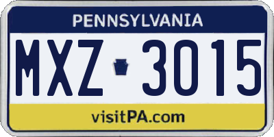 PA license plate MXZ3015