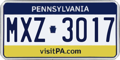 PA license plate MXZ3017