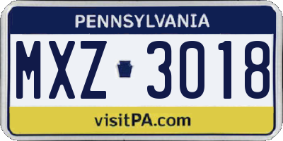 PA license plate MXZ3018