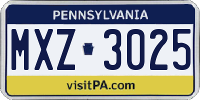 PA license plate MXZ3025