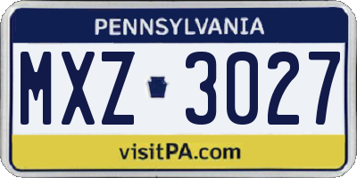 PA license plate MXZ3027