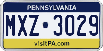 PA license plate MXZ3029