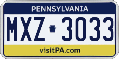 PA license plate MXZ3033
