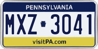 PA license plate MXZ3041