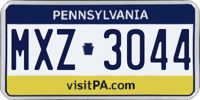PA license plate MXZ3044