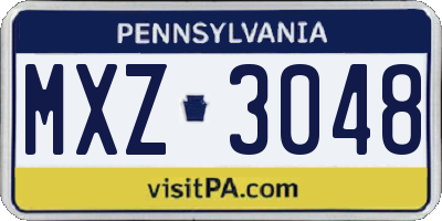 PA license plate MXZ3048